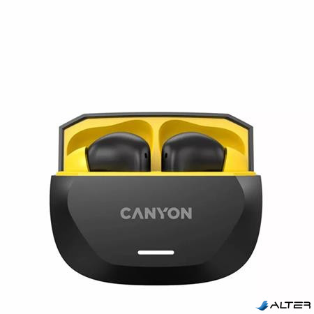 Fülhallgató, TWS vezeték nélküli, Bluetooth 5.4, CANYON 'Hexagon 7', fekete-sárga