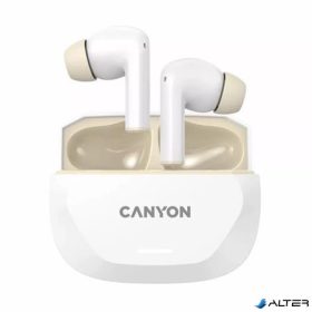   Fülhallgató, TWS vezeték nélküli, Bluetooth 5.4, CANYON 'Hexagon 7', fehér-bézs