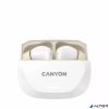 Fülhallgató, TWS vezeték nélküli, Bluetooth 5.4, CANYON "Hexagon 7", fehér-bézs