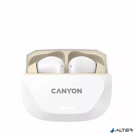 Fülhallgató, TWS vezeték nélküli, Bluetooth 5.4, CANYON 'Hexagon 7', fehér-bézs