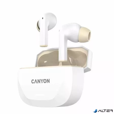 Fülhallgató, TWS vezeték nélküli, Bluetooth 5.4, CANYON 'Hexagon 7', fehér-bézs
