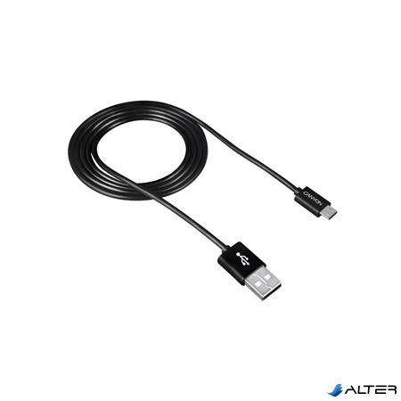 USB kábel, USB 2.0-microUSB, 1 m, CANYON 'UM-1', fekete