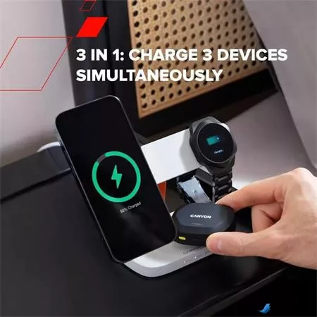 Töltőállomás, 3-az-1-ben, CANYON 'Hexagon 310', szürke-narancs