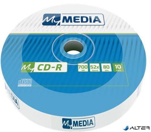 CD-R lemez, 700MB, 52x, 10 db, zsugor csomagolás, MYMEDIA (by VERBATIM)