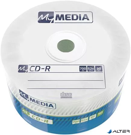 CD-R lemez, 700MB, 52x, 50 db, zsugor csomagolás, MYMEDIA (by VERBATIM)