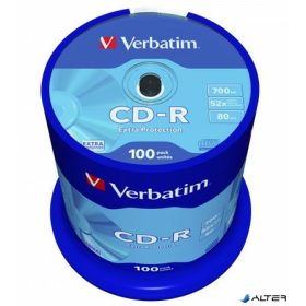   CD-R lemez, 700MB, 52x, 100 db, hengeren, VERBATIM 'DataLife'