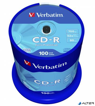 CD-R lemez, 700MB, 52x, 100 db, hengeren, VERBATIM "DataLife"