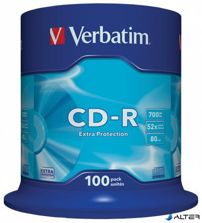 CD-R lemez, 700MB, 52x, 100 db, hengeren, VERBATIM 'DataLife'