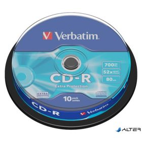   CD-R lemez, 700MB, 52x, 10 db, hengeren, VERBATIM "DataLife"