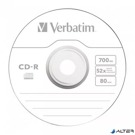 CD-R lemez, 700MB, 52x, 10 db, hengeren, VERBATIM "DataLife"