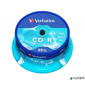   CD-R lemez, 700MB, 52x, 25 db, hengeren, VERBATIM "DataLife"