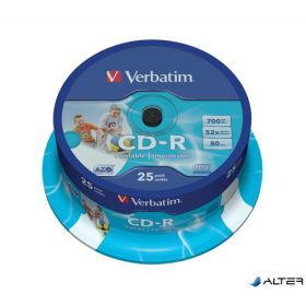   CD-R lemez, nyomtatható, matt, ID, AZO, 700MB, 52x, 25 db, hengeren, VERBATIM