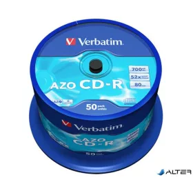   CD-R lemez, Crystal bevonat, AZO, 700MB, 52x, 50 db, hengeren VERBATIM "DataLife Plus"