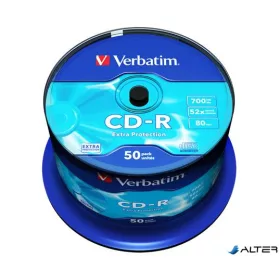   CD-R lemez, 700MB, 52x, 50 db, hengeren, VERBATIM "DataLife"