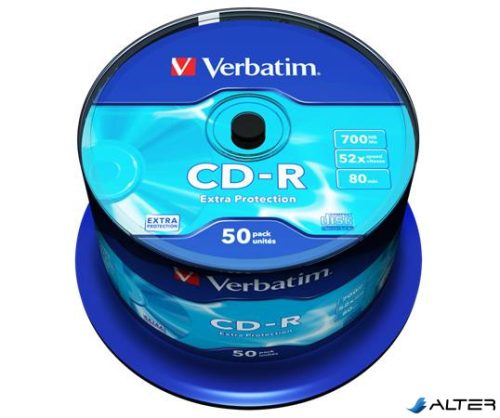 CD-R lemez, 700MB, 52x, 50 db, hengeren, VERBATIM "DataLife"