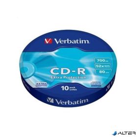   CD-R lemez, 700MB, 52x, 10 db, zsugor csomagolás, VERBATIM "DataLife"