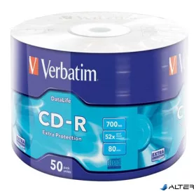   CD-R lemez, 700MB, 52x, 50 db, zsugor csomagolás, VERBATIM "DataLife"