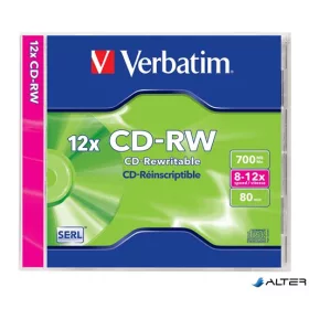   CD-RW lemez, újraírható, SERL, 700MB, 8-12x, 1 db, normál tok, VERBATIM