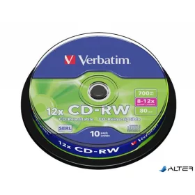   CD-RW lemez, újraírható, SERL, 700MB, 8-10x, 10 db, hengeren VERBATIM