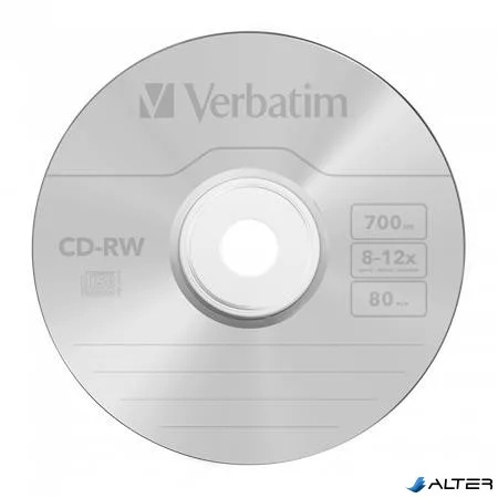 CD-RW lemez, újraírható, SERL, 700MB, 8-12x, 1 db, normál tok, VERBATIM