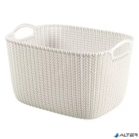   Kötött hatású kosár, L méret, CURVER 'Knit', fehér