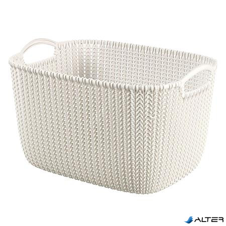 Kötött hatású kosár, L méret, CURVER "Knit", fehér