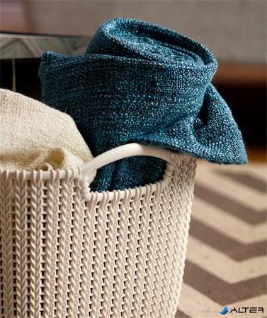Kötött hatású kosár, L méret, CURVER 'Knit', fehér