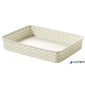  Rattan hatású kosár, A4, törtfehér, CURVER 'My Style'