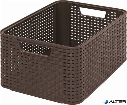 Rattan hatású kosár, 18l, sötétbarna, CURVER "Style M"