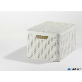   Rattan hatású kosár tetővel, 30l, törtfehér, CURVER 'Style L'