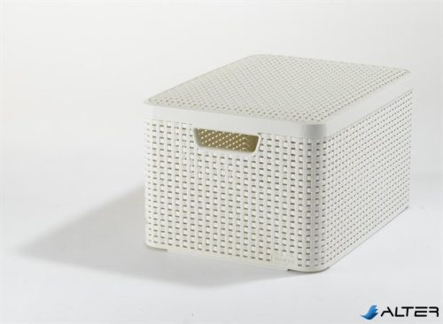 Rattan hatású kosár tetővel, 30l, törtfehér, CURVER "Style L"