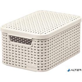   Rattan hatású kosár tetővel, 6l, törtfehér, CURVER "Style S"