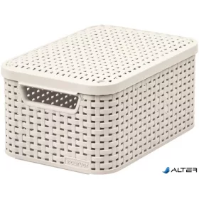   Rattan hatású kosár tetővel, 6l, törtfehér, CURVER "Style S"
