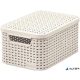 Rattan hatású kosár tetővel, 6l, törtfehér, CURVER "Style S"