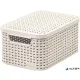 Rattan hatású kosár tetővel, 6l, törtfehér, CURVER "Style S"