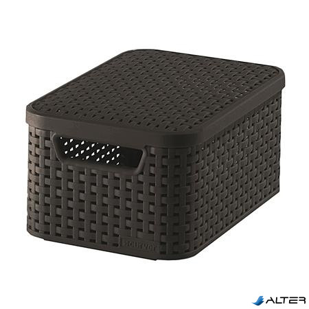 Rattan hatású kosár tetővel, 6l, barna, CURVER, "Style S"
