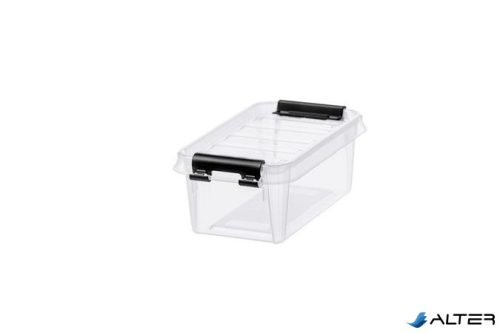 Műanyag tárolódoboz, 0,3 liter, fekete fogantyúkkal, SMARTSTORE "Classic 0,5", átlátszó