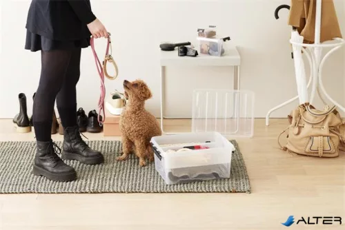 Műanyag tárolódoboz, 0,3 liter, fekete fogantyúkkal, SMARTSTORE 'Classic 0,5', átlátszó