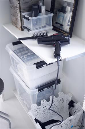 Műanyag tárolódoboz, 1 liter, fekete fogantyúkkal, SMARTSTORE 'Classic 1', átlátszó