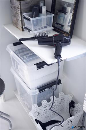 Műanyag tárolódoboz, 1 liter, fekete fogantyúkkal, SMARTSTORE 'Classic 1', átlátszó