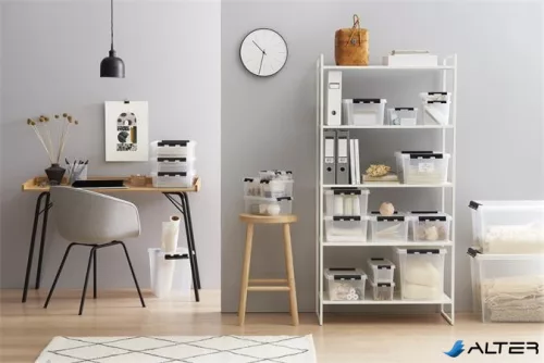 Műanyag tárolódoboz, 1 liter, fekete fogantyúkkal, SMARTSTORE 'Classic 1', átlátszó