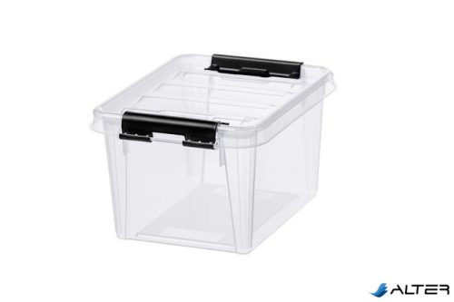 Műanyag tárolódoboz, 1,5 liter, fekete fogantyúkkal, SMARTSTORE "Classic 1,5", átlátszó