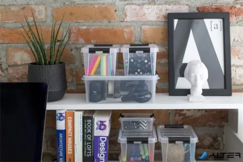 Műanyag tárolódoboz, 1,5 liter, fekete fogantyúkkal, SMARTSTORE 'Classic 1,5', átlátszó