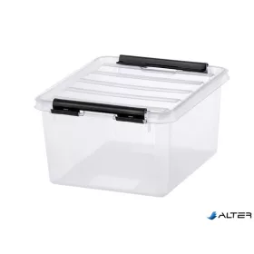   Műanyag tárolódoboz, 2 liter, fekete fogantyúkkal, SMARTSTORE "Classic 2", átlátszó