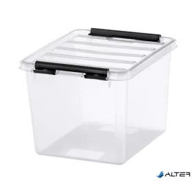   Műanyag tárolódoboz, 3 liter, fekete fogantyúkkal, SMARTSTORE "Classic 3", átlátszó