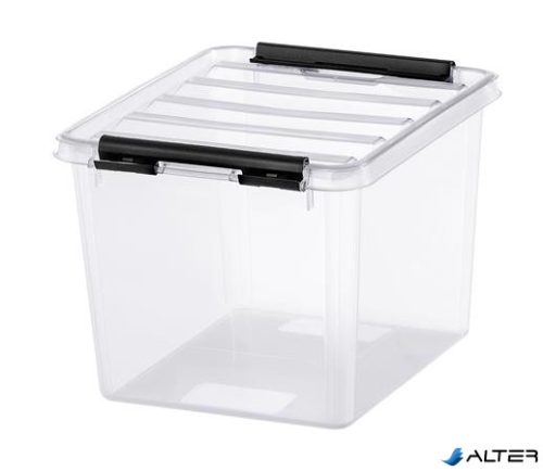 Műanyag tárolódoboz, 3 liter, fekete fogantyúkkal, SMARTSTORE "Classic 3", átlátszó