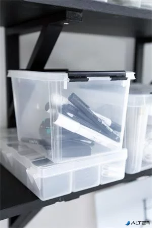 Műanyag tárolódoboz, 3 liter, fekete fogantyúkkal, SMARTSTORE "Classic 3", átlátszó