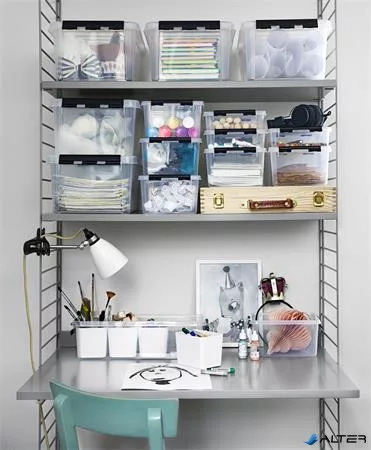 Műanyag tárolódoboz, 3 liter, fekete fogantyúkkal, SMARTSTORE "Classic 3", átlátszó