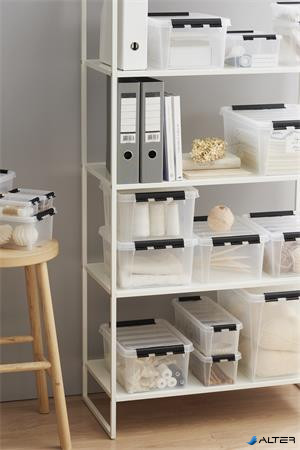 Műanyag tárolódoboz, 3,5 liter, fekete fogantyúkkal, SMARTSTORE 'Classic 4', átlátszó