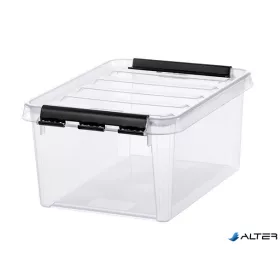   Műanyag tárolódoboz, 8 liter, fekete fogantyúkkal, SMARTSTORE "Classic 10", átlátszó